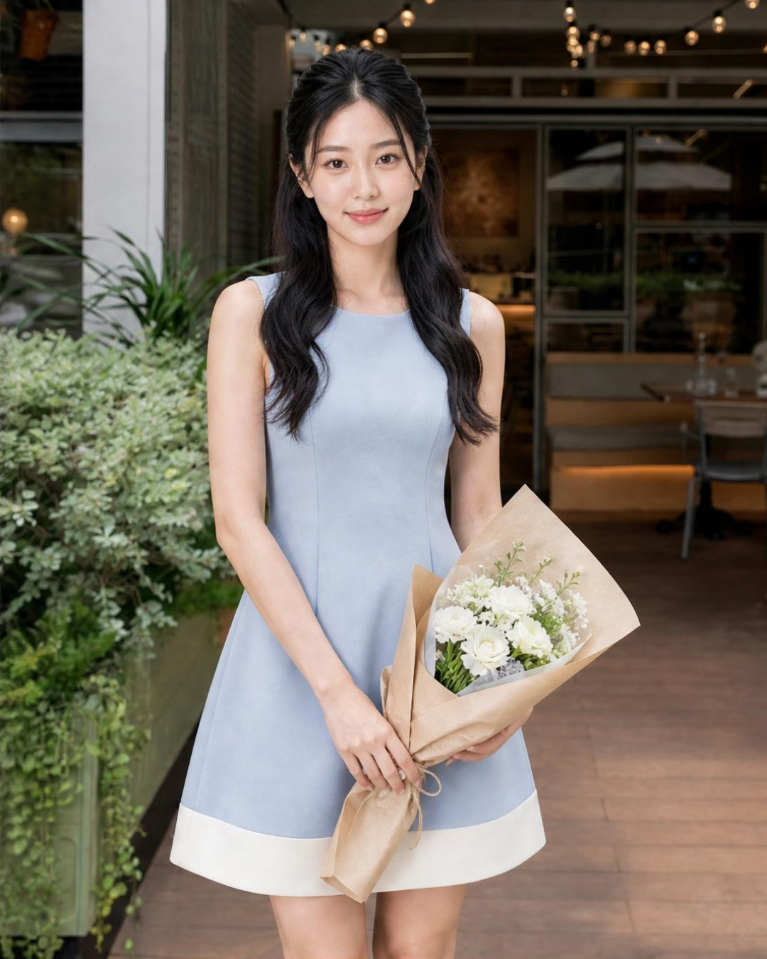 Monroe – Váy Mini cổ tròn không tay gấu váy phối màu