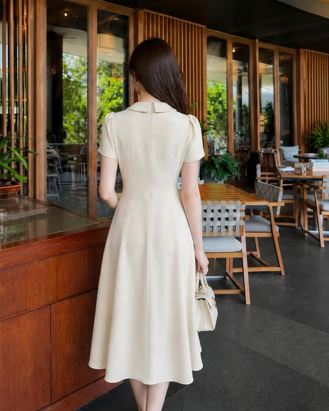 Orla – Váy chữ A Cổ Sen Tay Bồng